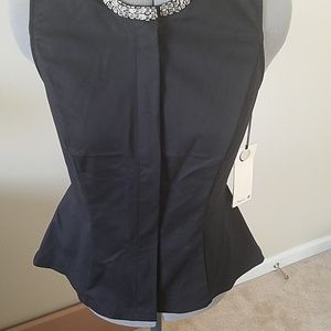 Black sleeveless jeweled top